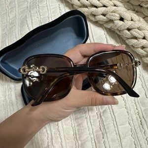 New Gucci Women Sunglasses Rounded Oversized Havana Brown GG0893S-002 Gold GG